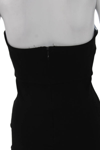 NBD Womens Bodycon Dress Black Square Neck Sleeveless Knee Length Size XS
