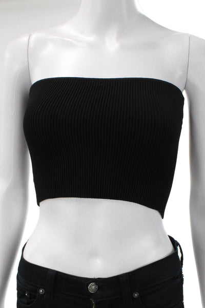 Babaton Women Cropped Knit Tank Square Neck Black Sleeveless Size S