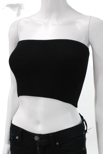 Babaton Women Cropped Knit Tank Square Neck Black Sleeveless Size S