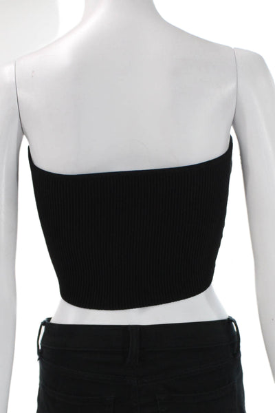 Babaton Women Cropped Knit Tank Square Neck Black Sleeveless Size S