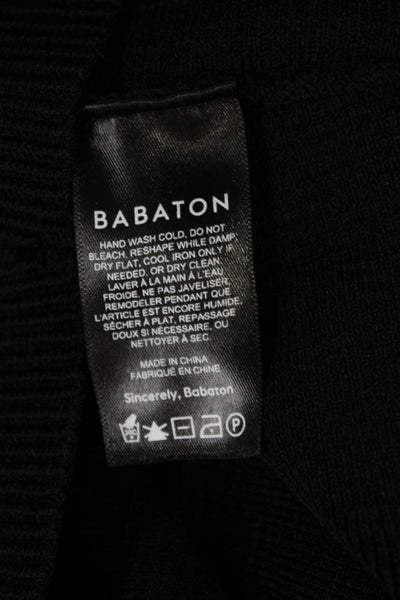 Babaton Women Cropped Knit Tank Square Neck Black Sleeveless Size S