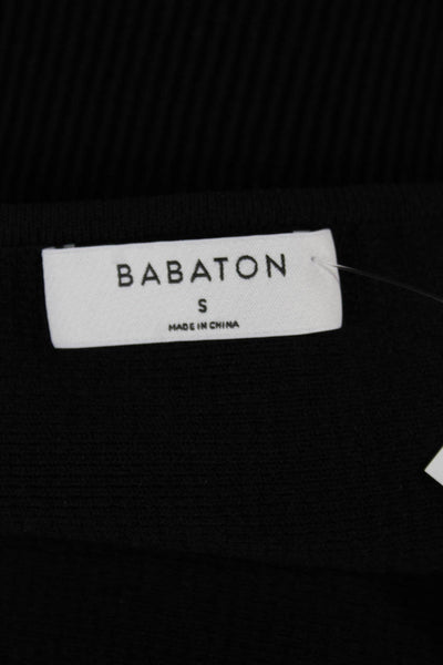 Babaton Women Cropped Knit Tank Square Neck Black Sleeveless Size S