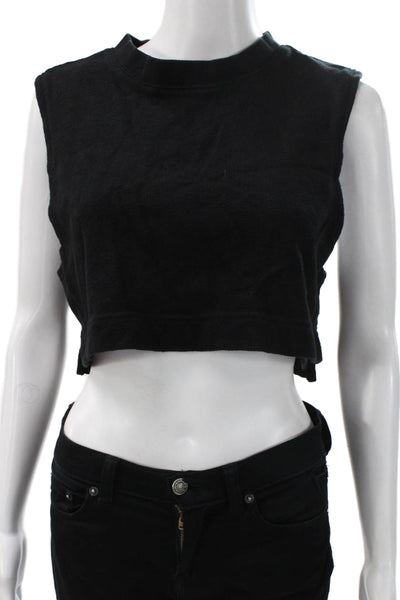 FP Beach Womens Cropped Knit Mock Neck Sleeveless Tank Black Size XS