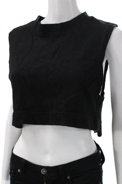 FP Beach Womens Cropped Knit Mock Neck Sleeveless Tank Black Size XS