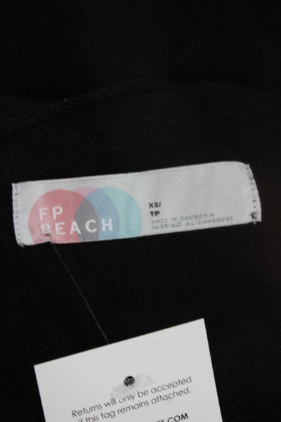 FP Beach Womens Cropped Knit Mock Neck Sleeveless Tank Black Size XS