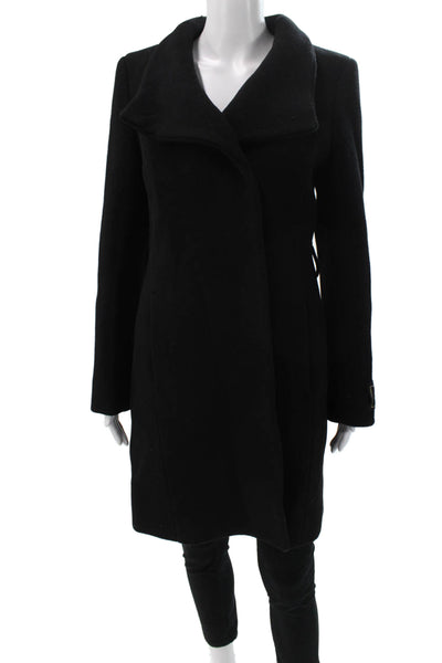 Babaton Womens Black Wool Overcoat Button Long Sleeve Size S