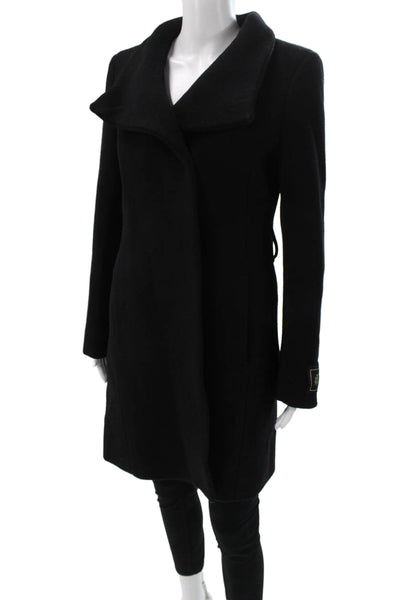 Babaton Womens Black Wool Overcoat Button Long Sleeve Size S