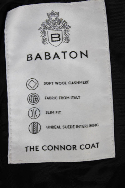 Babaton Womens Black Wool Overcoat Button Long Sleeve Size S