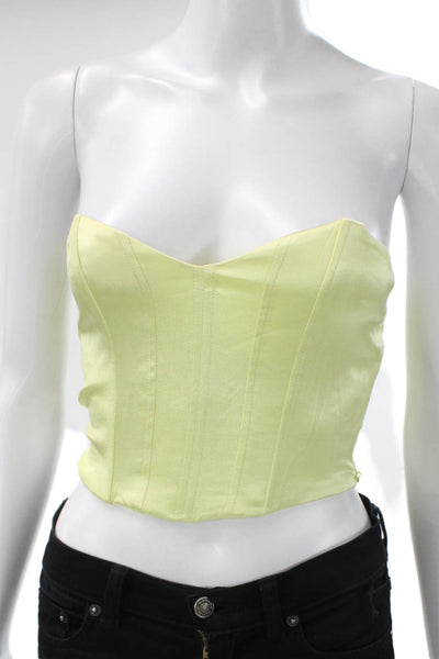 Zara Women Corset Top Yellow Sleeveless Sweetheart Neckline Zip Size XS
