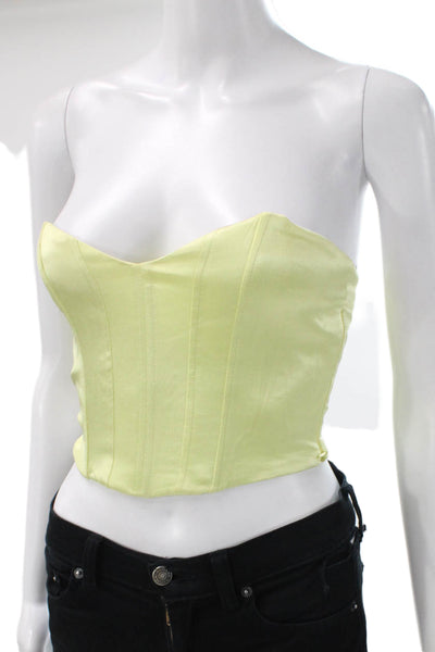 Zara Women Corset Top Yellow Sleeveless Sweetheart Neckline Zip Size XS