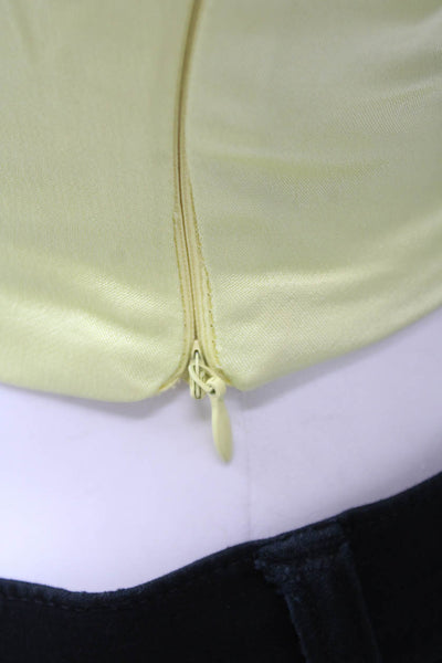 Zara Women Corset Top Yellow Sleeveless Sweetheart Neckline Zip Size XS