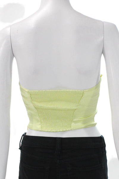 Zara Women Corset Top Yellow Sleeveless Sweetheart Neckline Zip Size XS