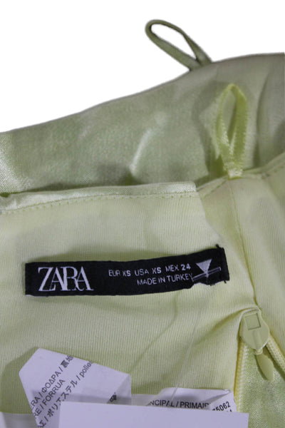 Zara Women Corset Top Yellow Sleeveless Sweetheart Neckline Zip Size XS
