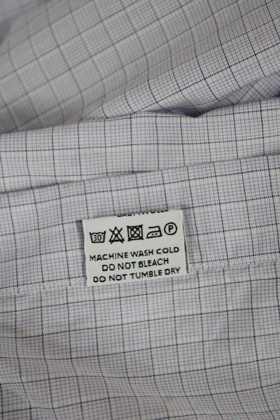 Canali Mens Dress Shirt White Check Cotton Blend Long Sleeve Size 16.5