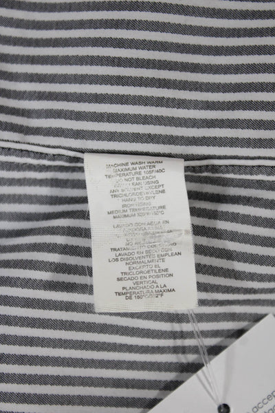 Robert Graham Mens Striped Black Dress Shirt Cotton Long Sleeve Size 16