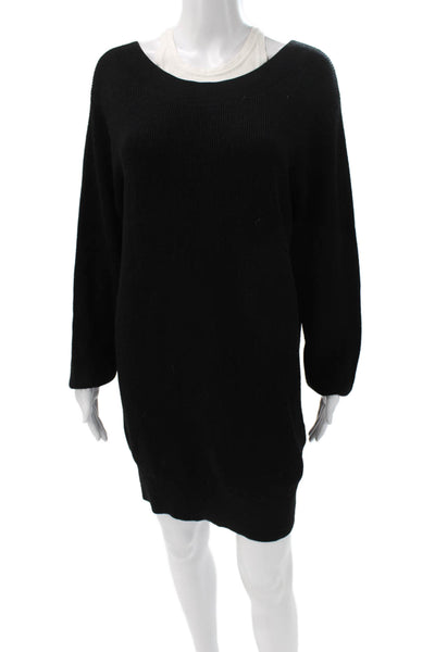T Alexander Wang Womens Black Sweater Dress Long Sleeve Boat Neck Size M
