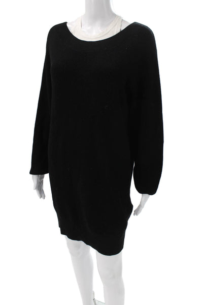 T Alexander Wang Womens Black Sweater Dress Long Sleeve Boat Neck Size M