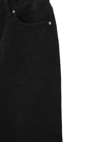 Zara Womens Tapered Jeans Black High Rise Button Cotton Size 8