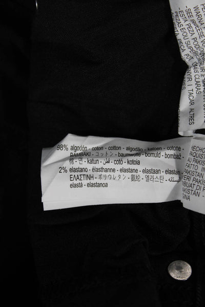 Zara Womens Tapered Jeans Black High Rise Button Cotton Size 8