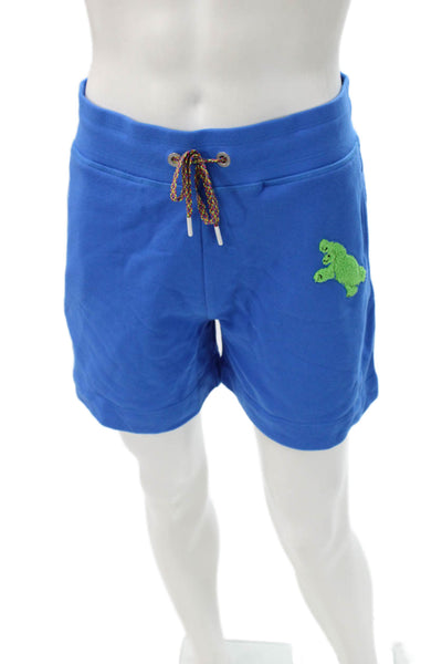 Canada Goose Unisex Sweat Shorts Blue Cotton Drawstring Solid Spring Size S