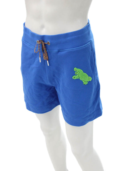 Canada Goose Unisex Sweat Shorts Blue Cotton Drawstring Solid Spring Size S