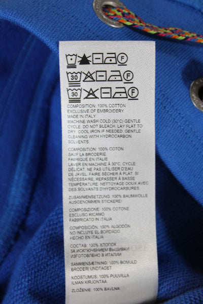 Canada Goose Unisex Sweat Shorts Blue Cotton Drawstring Solid Spring Size S