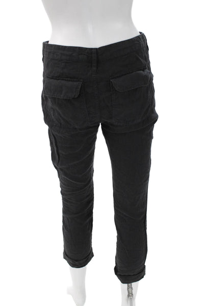 Frame Womens Cargo Black Linen Pants Petite Size XS