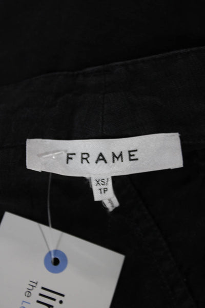 Frame Womens Cargo Black Linen Pants Petite Size XS