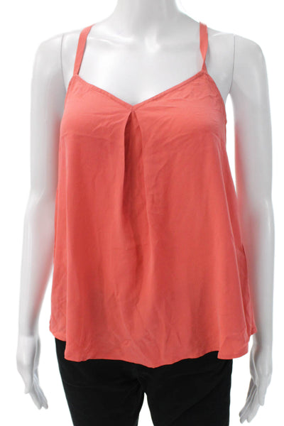 Joie Women Camisole Silk V-Neck Orange Solid Sleeveless Size 2XS