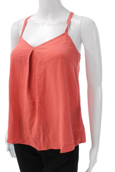 Joie Women Camisole Silk V-Neck Orange Solid Sleeveless Size 2XS
