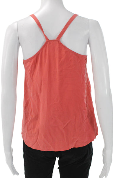 Joie Women Camisole Silk V-Neck Orange Solid Sleeveless Size 2XS