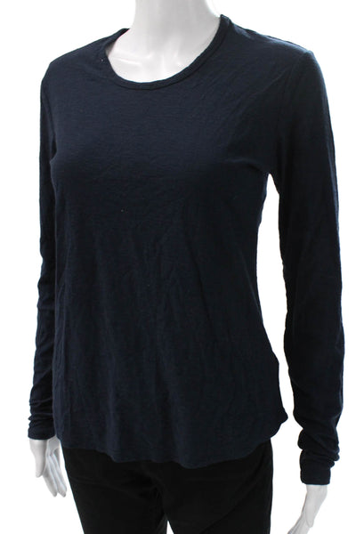 Standard James Perse Women Cotton Blue Crew Neck Long Sleeve T Shirt Size 2