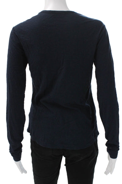 Standard James Perse Women Cotton Blue Crew Neck Long Sleeve T Shirt Size 2