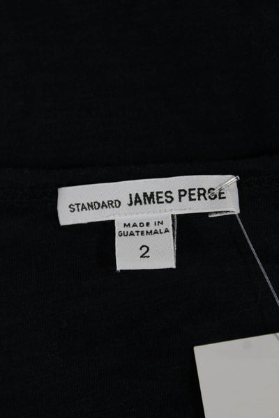 Standard James Perse Women Cotton Blue Crew Neck Long Sleeve T Shirt Size 2