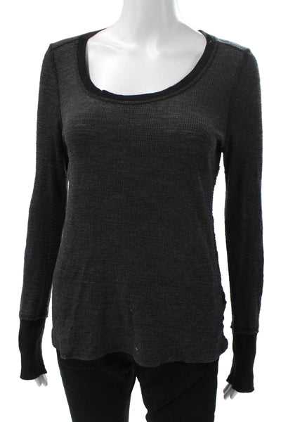 Project Social T Women Basic Long Sleeve Scoop Neck Gray Polyester Top Size S