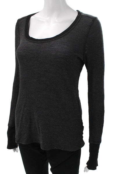 Project Social T Women Basic Long Sleeve Scoop Neck Gray Polyester Top Size S