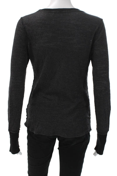 Project Social T Women Basic Long Sleeve Scoop Neck Gray Polyester Top Size S