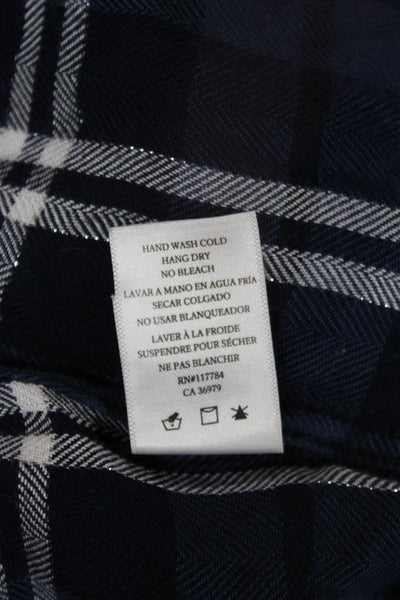 Rails Women Basic Long Sleeve Plaid Rayon Collared Button-Up Top Blue Size XS