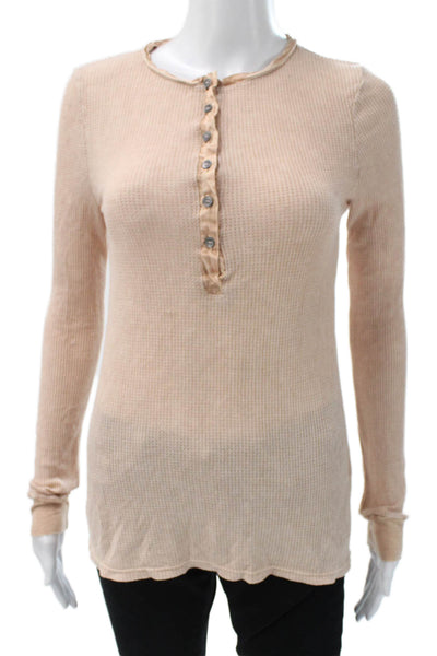 Project Social T Womens Basic Beige Long Sleeve T-Shirt Size XS