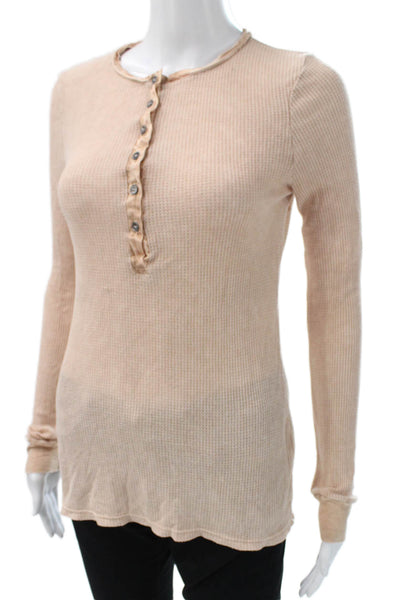Project Social T Womens Basic Beige Long Sleeve T-Shirt Size XS
