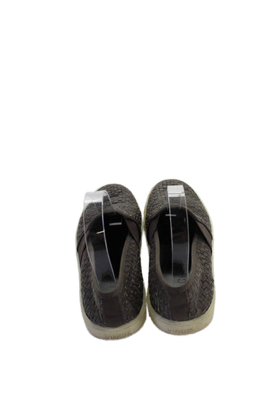 Vince Women's Braided Leather Rubber Sole Slip-On Shoes Gray Size 5