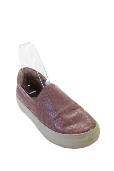J Slides Women's Round Toe Leather Rubber Sole Loafers Pink Size 5