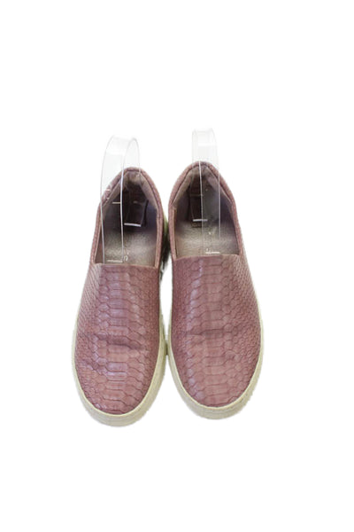 J Slides Women's Round Toe Leather Rubber Sole Loafers Pink Size 5