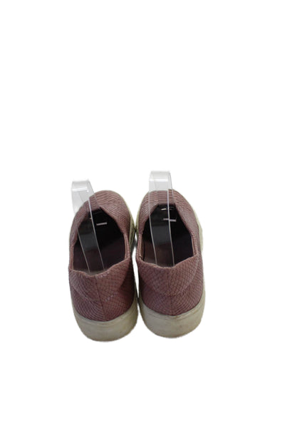 J Slides Women's Round Toe Leather Rubber Sole Loafers Pink Size 5