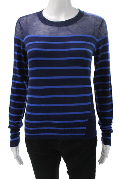 John & Jenn Womens Striped Pullover Sweater Long Sleeve Blue Size S