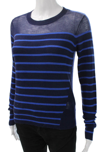 John & Jenn Womens Striped Pullover Sweater Long Sleeve Blue Size S