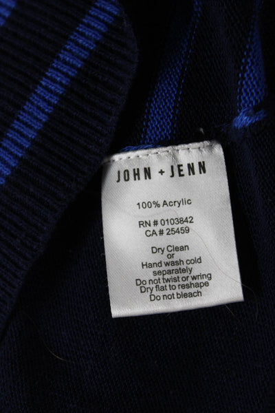 John & Jenn Womens Striped Pullover Sweater Long Sleeve Blue Size S