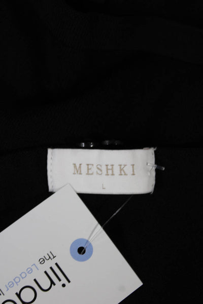 Meshki Women Black Boat Neck Viscose Long Sleeve Basic T-Shirt Pullover Size L