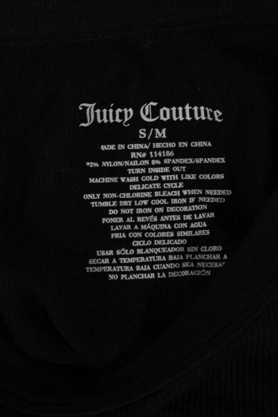 Juicy Couture Women Cropped Long Sleeve T-Shirt Black Nylon Size S