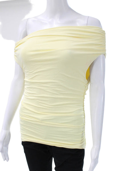 Meshki Womens Yellow Off the Shoulder Basic Blouse Sleeveless Size M